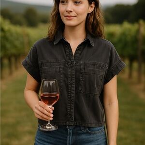 Madewell 100% Cotton Charcoal Button-Down Shirt - Size XXS